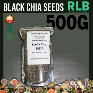 500 grams Organic Pure Natural Black Chia Seeds - Black Chia Seeds - with Omega-3 Non GMO Gluten-Free Vegan Keto Diet Chia Seeds for Slimming Organic Chia Seeds Healthy Diet Supplement Weight Loss Great with Shakes Oatmeal and Smoothies