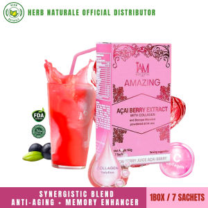 I AM AMAZING Acai Berry Extract with Collagen & Bacopa Monnieri – Antioxidant Drink for Skin Glow Focus & Anti-Aging