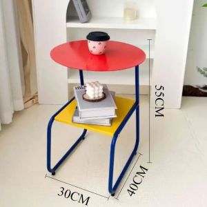FFBH Metal Coffee Table Removable Modern Storage Tea Table Simple Round Cute Desks Home Interior Living Room Furniture Decoration 9H4B3