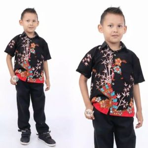 Setelan Batik Keluarga Motif Floral Kipas Elegan - Tunik/Baju Blouse & Gamis Anak Dewasa