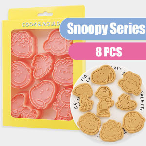 8pcs/set Cookie Cutters 3D Plastic Biscuit Mold Cookie Stamp DIY Fondant Cake Mould Kitchen Baking Tool