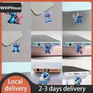 [COD] WHPHous Ship within 24 hours Cartoon Cute Stitch Mobile Phone Dust Plug Accessories Decoration Hanging Pendant For IPhone Type-C Charging Port Dust Plug