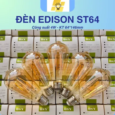 Bóng đèn led Edison ST64 4W chỉnh Dimmer sáng vàng