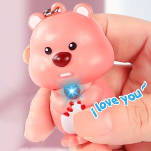 SKINJOY I Love You Sound Keychain Loopy Pink Beaver Cartoon Luminous Keyring Funny Glowing Beaver Pendant Couple