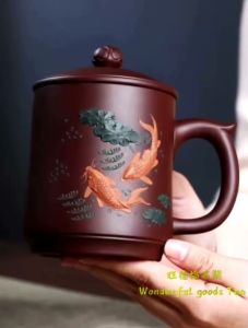 แก้วน้ำดินจื่อซา(งานปั้นมือแท้100%)ใบรับประกัน(ส่งจากไทย)