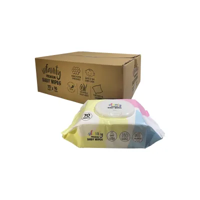 [Authorised Distributor] INFANITY Premium Baby Wet Wipes 16 packs x 70 Sheets / 99.9% Pure Water/ One Touch Lid/ Thicker & Softer/ Made in SG