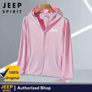 JEEP SPIRIT Mens Sunscreen Cap UV SPF50+Lightweight Fabric Breathable Ice Silk Jacket Outdoor Sports Top