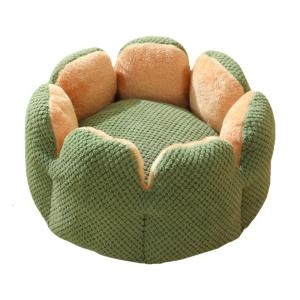 Pet Bed with Detachable Cushion Soft Handle Beautiful Flower Round Bed Dog Sofa Detachable Cushion Nest