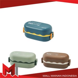 MallMainan-C780 Lunch Box Bento Set 850ML / Kotak Bekal Makan Siang Free Sendok / Kotak Makan 2 Tingkat Portable Anti Tumpah
