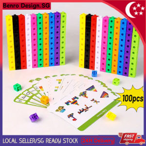 🇸🇬【In stock】100pcs 10colors Counting Math Cubes Steam Mathlink Cubes Colored Building Blocks ducational Toys DIY Toys