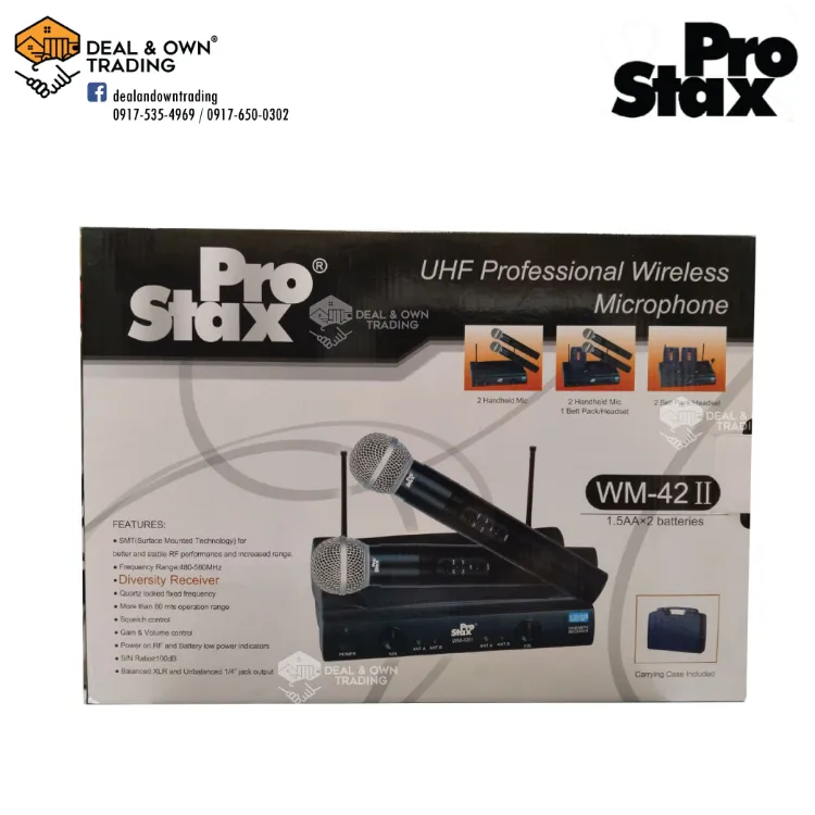 Prostax WM 42II UHF Wireless Microphone System Lazada PH