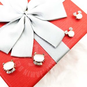 Subang Earring Cat Mickey Cute pretty Diamond magnet magnetik Earrings telinga tak ditindik 1pair Without Pierced Girls Fake Earrings Hadiah gift present girls Accessories