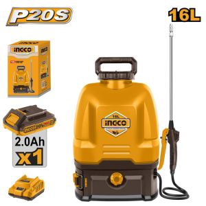 INGCO 20V CORDLESS BACKPACK SPRAYER 16L 1X2.0AH+CHARGER CSPLI20162