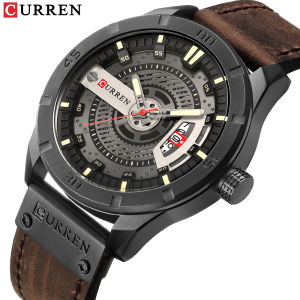 CURREN Men Watch Military Sports Watches Mens Quartz Date Clock Man Casual Leather Wristwatches(8301)