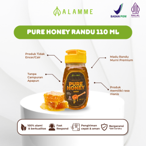 Madu Randu Murni Pure Raw Honey Premium Alamme 110ml Peningkat Stamina Daya Tahan Tubuh Imunitas Atasi Alergi Kulit Pencegah Kanker Serangan Jantung Diabetes Kolesterol Asli Halal