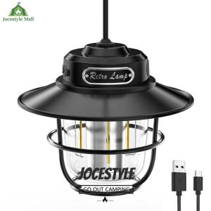 [Jocestyle Mall]LED Camping Lamp Vintage 200LM Portable Camping Light Stepless Dimming Type-C USB Rechargeable for Outdoor Adventure
