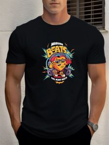 T Shirts For Man MADSIDE BEATS 100% Cotton Graphic Printing Summer Round Neck T-Shirt Casual Breathable Street Style Daily Top
