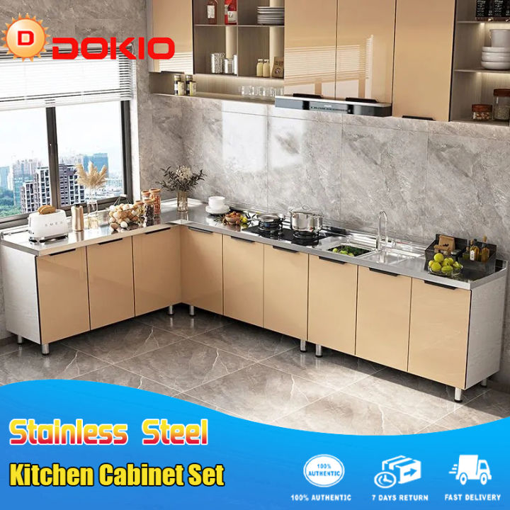 DOKIO Stainless Steel Kitchen Cabinet Sink Cabinet Drawers Gas Stove ...