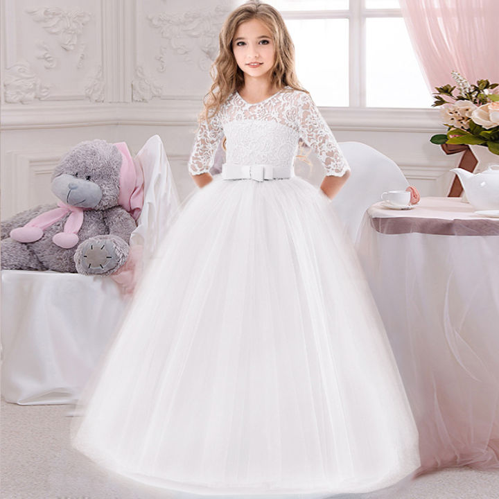 Lace Princess Dress for Girls 8 12 14 Yrs Long Sleeve Wedding Party ...