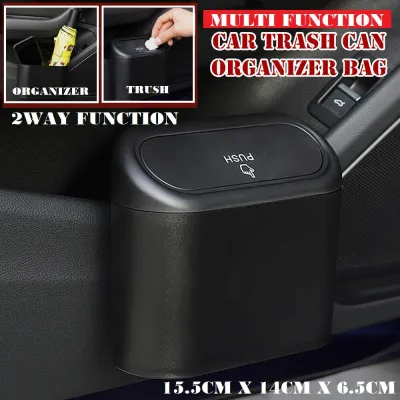 Car Organizer Storage Box Front Back Seat Storage Pocket Bag Hook Holder Hanging Car Cup Drink Holder Trash Bin Rubbish Bin Mini Cute Dustbin With Cover Plastic Car Garbage Can Trash Can Beg Car Accessories