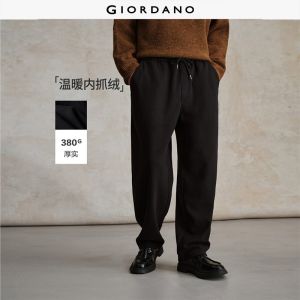 Giordano Men Fleece lined elastic waist pique pants Free Shipping 18115707