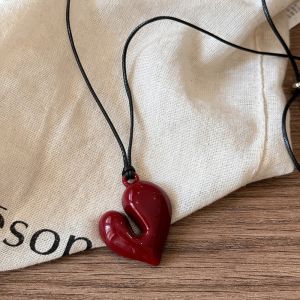 HUIHEYU Premium Feeling Love Necklace Drawstring Adjustable Black Rope Collarbone Chain fashionable Korean Sweater Chain Women