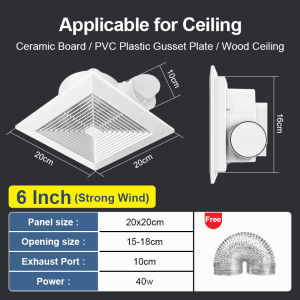 DQQI Two-Way Exhaust Fan 8/10/12/14"Wall Mounted for Kitchen/Bathroom Ceiling Exhaust Fan Strong Wind Low Noise