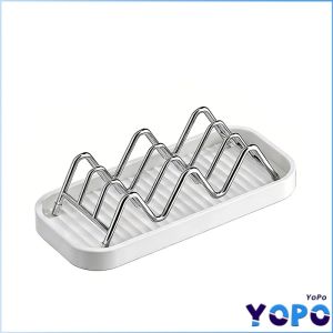 YoPo Soap Holder Organizer Stainless Steel W Shaped Soap Rack with Drain Tray For Bathroom & Kitchen 1Pc