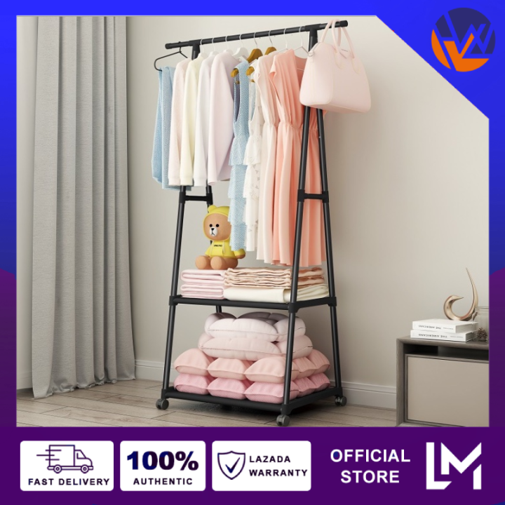 HLW Multifunctional Rolling Garment Stand for Clothes Durable