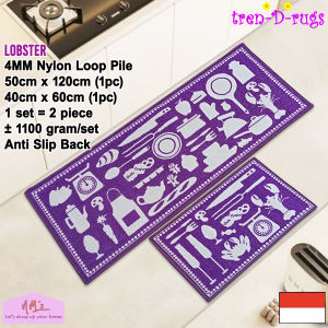Tren-D-rugs Karpet Keset bulu alas lantai ruang tamu dapur panjang lorong runner kitchen mat anti slip murah 1 set isi 2 pcs - 50 cm x 120 cm ( 1 pc ) + 40 cm x 60 cm ( 1 pc ) - NMs