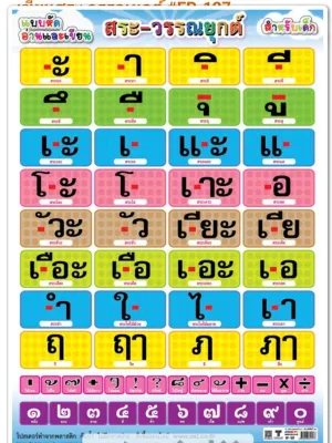 สระ-วรรณยุกต์ไทย สระ (ไม่มีภาพ) EQ-127 โปสเตอร์กระดาษ สื่อความรู้ หุ้มพลาสติก
