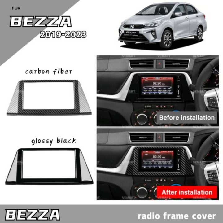 Perodua bezza 2019 2020 2021 2022 2023 glossy black carbon fiber radio ...
