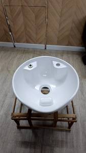 🔥ส่งฟรีทั่วไทย🔥อ่างสระเซรามิกแบบโค้งลึกสีขาว สำหรับวางเตียงสระผม ทุกประเภท