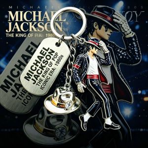 5 Styles King of Dance Jackson Keychain Classic Singer Key Ring Holder Pendant Key Chains Michael Jackson Mens and Womens Gift