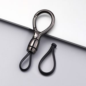 【SKIT SG】Car Hanging Rope Keychain Metal Key Holder Pendant Quick Release Rotatable Key Ring Silicone Loop Heavy Duty Keychain for Car Motorcycle House Keys Waist Belt Backpack Anti Lost Durable EDC Accessories Gift for Men Stylish Lightweight