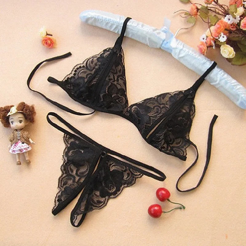 BILOVEFULL Hollow Three-point Split Sexy Lingerie Lace Open Crotch