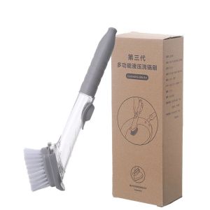 2 In 1 Kitchen Cleaning Brush with Removable Brush Sponge Dispenser Dishwashing Brush Kitchen Tools