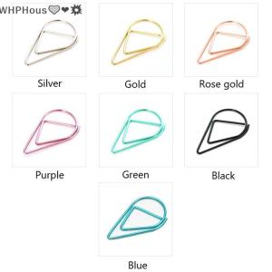 WP💓💛💖 50 Pieces Metal Drop Shape Paper Clips Kawaii Cute Bookmark Clip Stationery