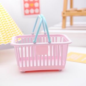 Cute Macaron Handheld Storage Basket Desktop Organizer Square Storage Box Stationery Organiser