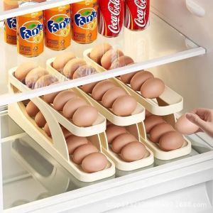 🔥 Fast delivery🔥1pcs New Automatic Rolling Egg Holder Rack Fridge Egg Storage Box Egg Container Kitchen Refrigerator Egg Dispenser Fridge