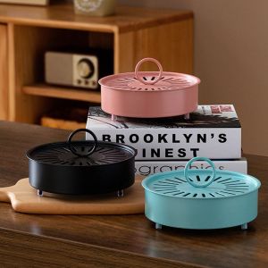 CEMOMEF Portable Mosquito Coil Holder Round with Cover Incense Burner Box Durable Large Mosquito Incense Plate Household