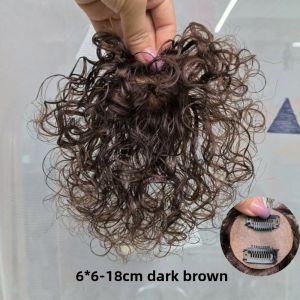 6*6-18cm Women Human Hair Curly Hair Topper Small Invisible Hairpiece