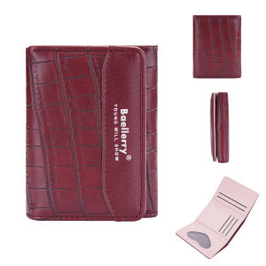 Baellerry N8322 Woman Girl Wallet With Lock Dompet Uang Tiga Lipat dengan Kancing Pengunci Motif Timbul Lembut