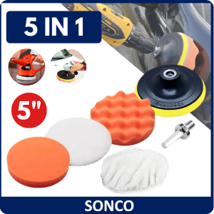 5 in 1 Car Polishing 4 " Pad Buffing Waxing Wool Plat Wave 4 Pad Polish Sponge Cutting Polishing Finishing Pad Car Care