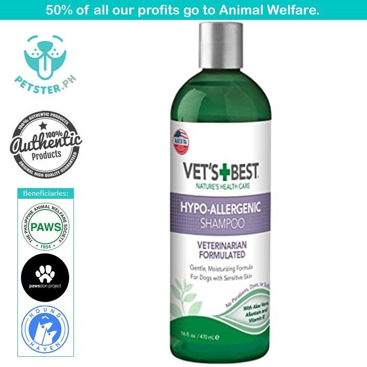 Vets Best Hypo-Allergenic Dog Shampoo 160z Gentle Aloe Vera