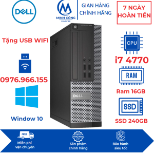 Máy tính để bàn DELL Core i7 4770  chính hãng Optiplex 3020/7020 | RAM 16GB | SSD240   Tặng USB thu WIFI