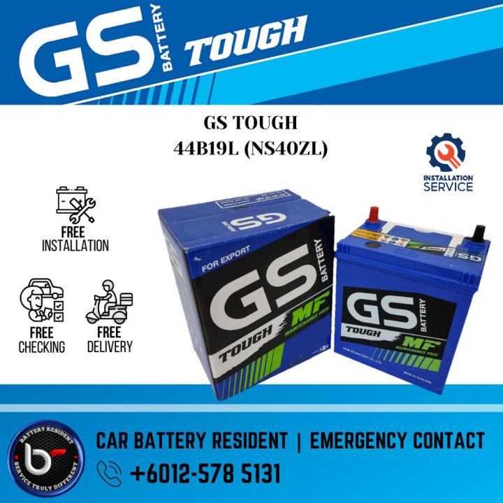 [ Installation Provided ] 44B19L | NS40ZL ] GS TOUGH YUASA| Car Battery Bateri Kereta | Myvi axia viva bezza kancil atos