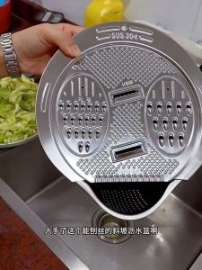 Keranixy Grater Draining Basket Stainless Multi Functional Rice Vegetable Washing Basin Tapis Sayur