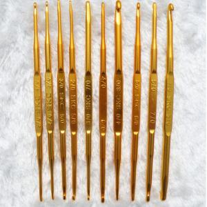 Cây móc len 2 đầu inox màu vàng đồng dành cho người mới học  bộ dụng cụ len sợi đan móc chuyên dụng dễ sử dụng đan áo khăn choàng