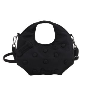 YHDFX Cute Cookie Design Handbag Korean Style Nylon Crossbody Shoulder Bag Simple Solid Color Girly Commuting Bag Women